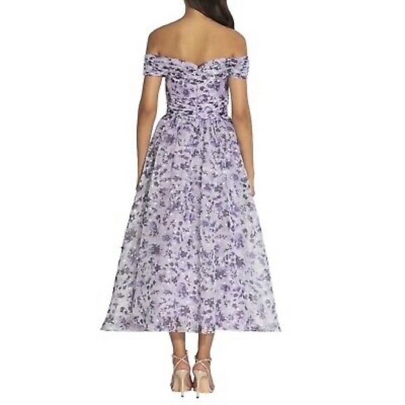 New Shoshanna -Meraki Fleur Clip Dot Purple Midi Dress - Picture 3 of 12